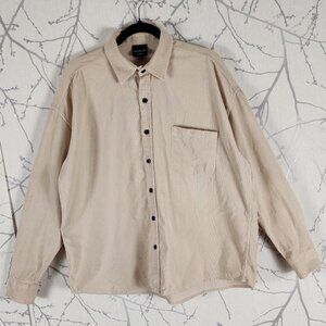 F. Illuminate Ivory Beige Corduroy Button Front Shirt